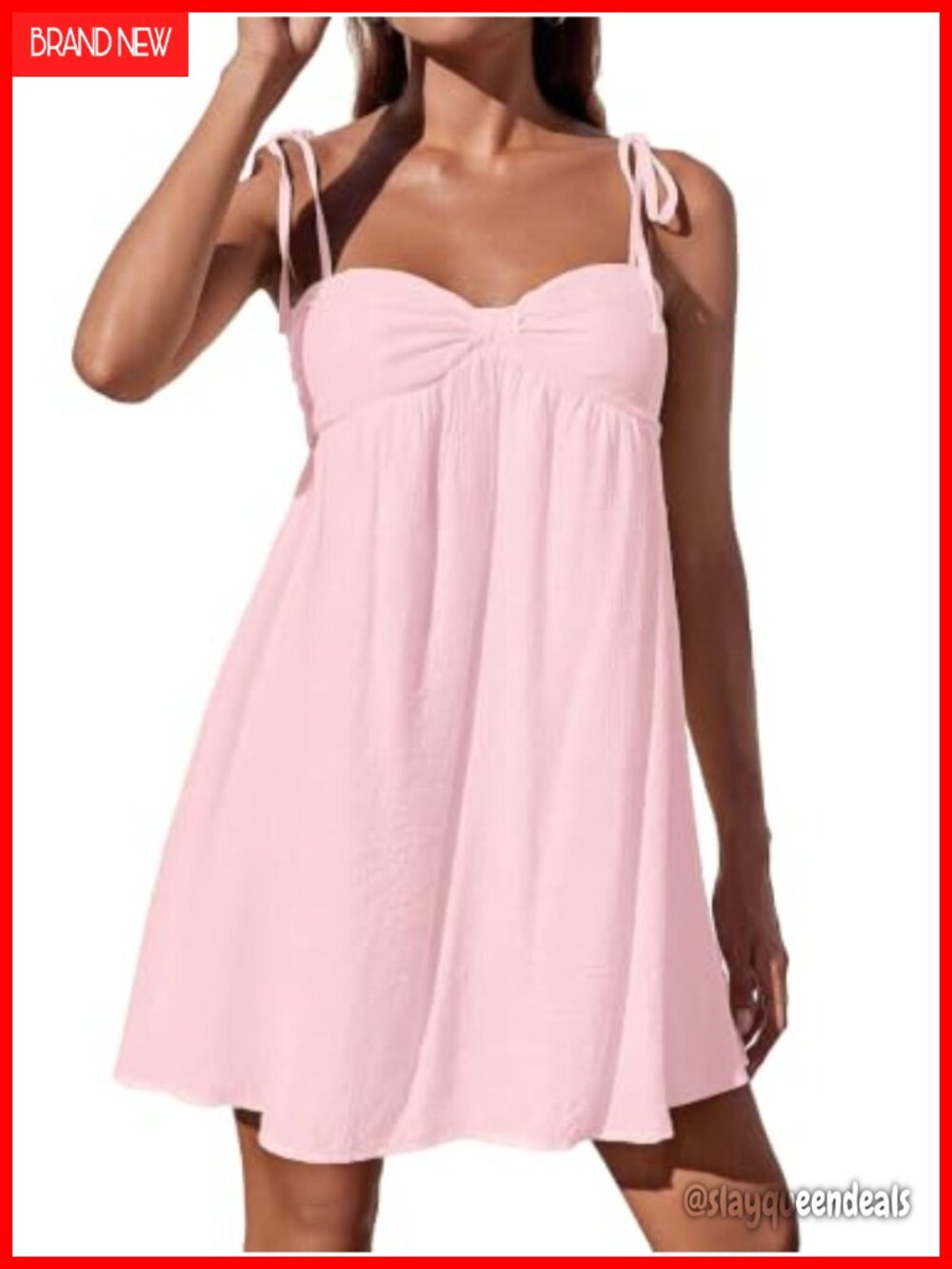 Flowy Summer Mini Dress Spaghetti Strap Babydoll Sundress